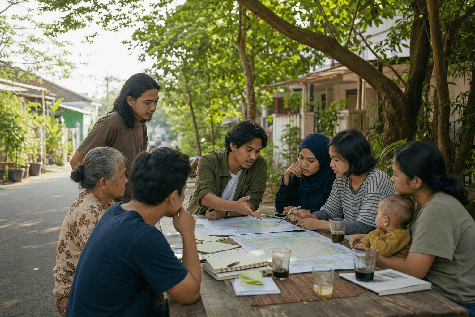 Warga berdiskusi dan menyusun agenda bersama di lingkungan tempat tinggal